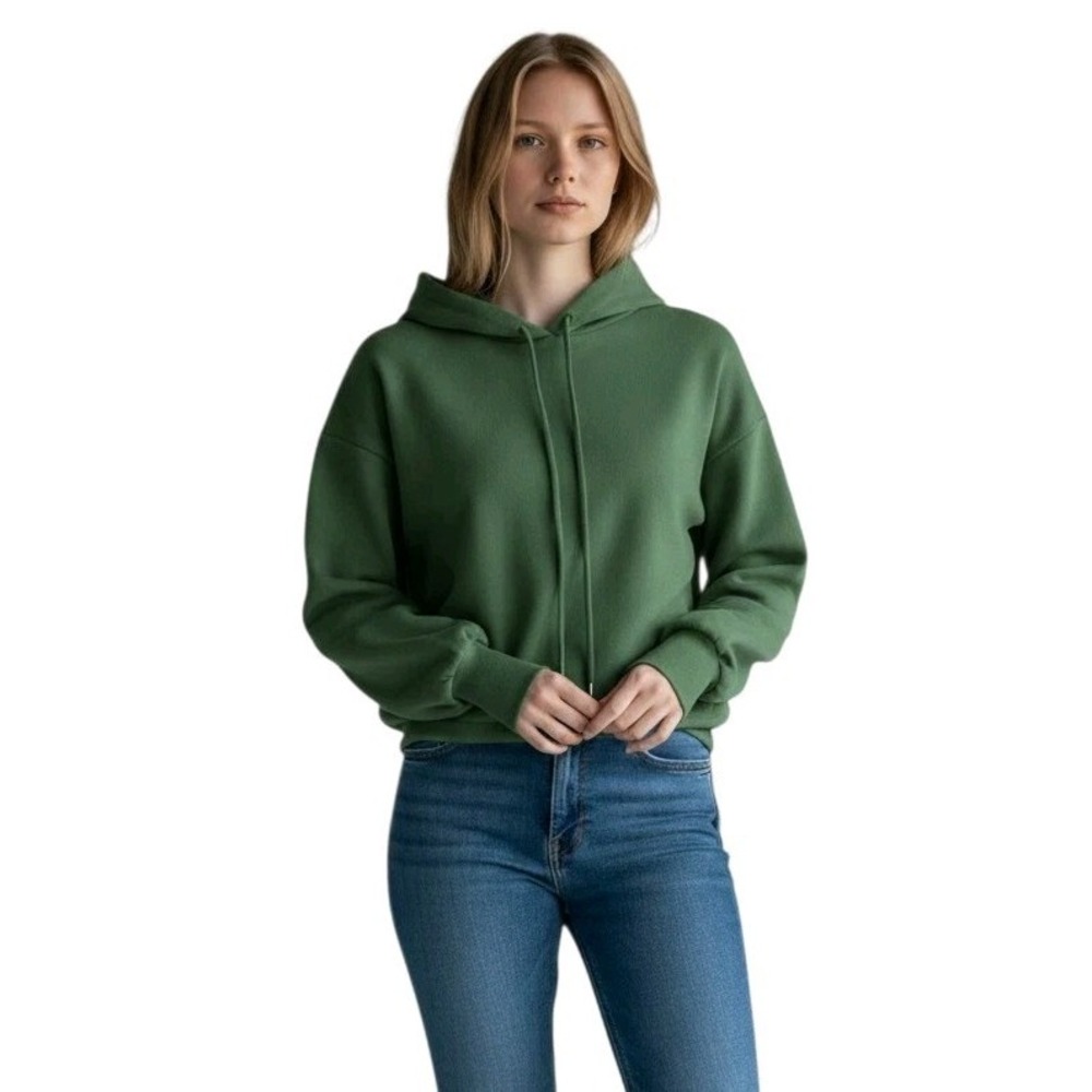 Magaschoni Hooded Sweater Women's Large Green Cozy Relaxed Fine Knit Pullover